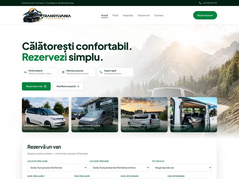 Site Prezentare — Transylvania Van Rental — Van Rental: site realizat de NCHDesign, previzualizare design