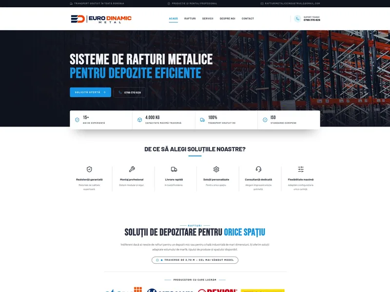Site Prezentare — Euro Dinamic — Sisteme de Rafturi Metalice: site realizat de NCHDesign, previzualizare design